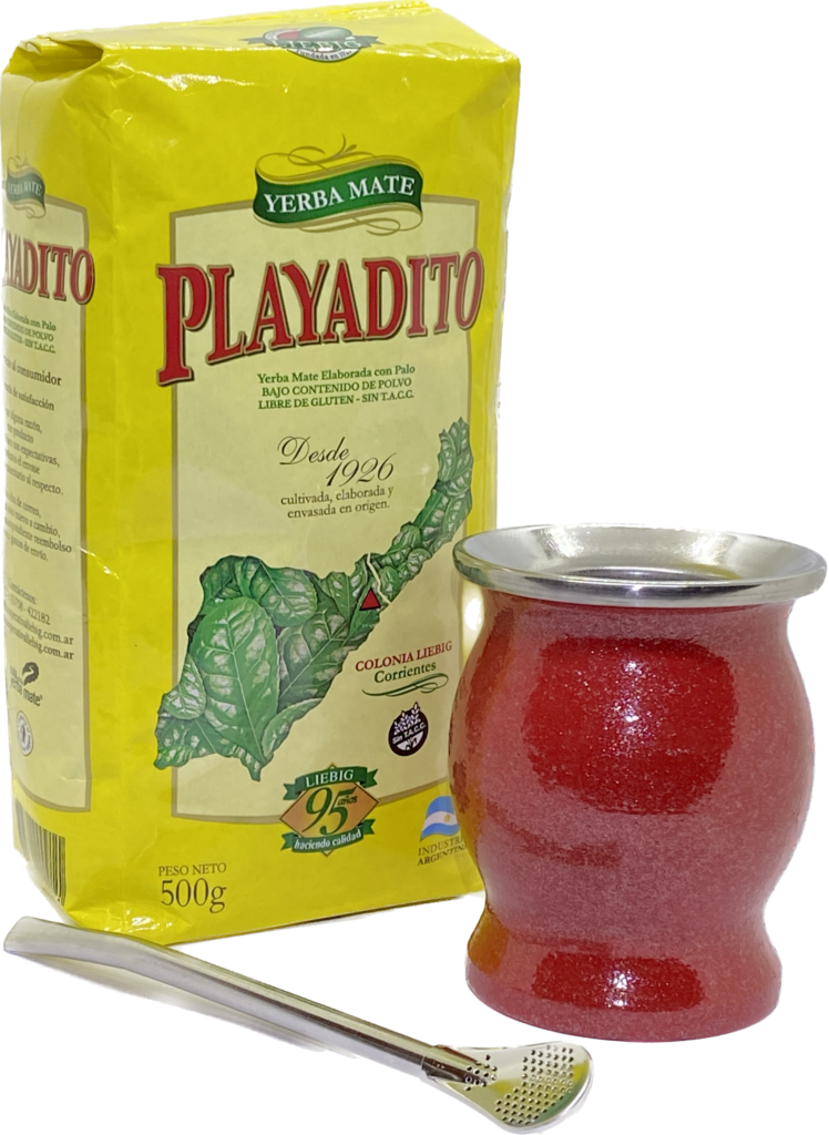 Playadito yerba mate set 500g yerba mate light blue metal mat 233 cup 